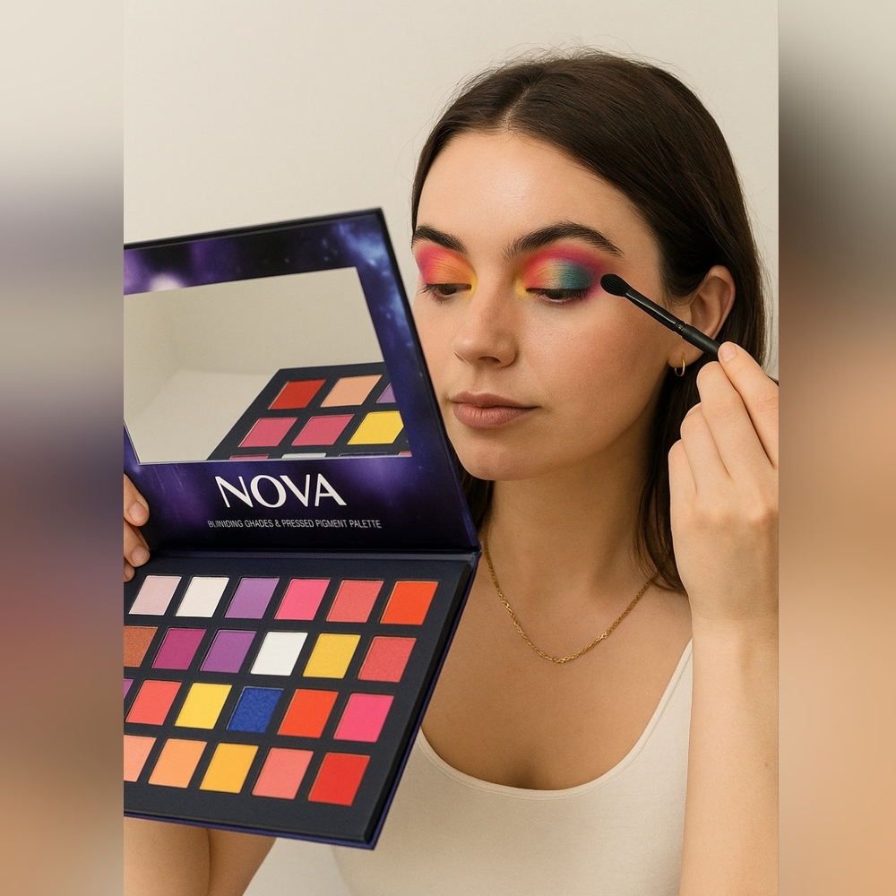 OKALAN NOVA 24 Color Matte Shimmer Vivid Bright Neutral Shadow Palette Versatile
